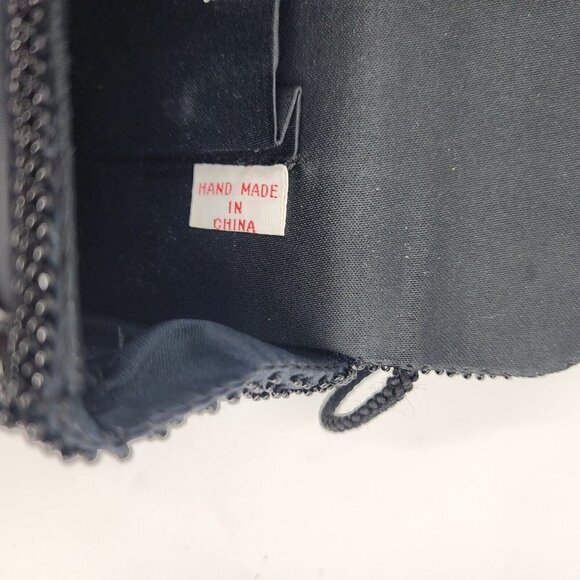 Bonwit Teller Vintage Beaded Evening Bag Long Strap‎ Crossbody Black - Picture 6 of 14
